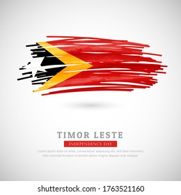 Brush flag of Timor Leste country. Happy independence day of Timor Leste with grungy flag background