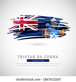 Brush flag of Tristan da Cunha country. Happy national day of Tristan da Cunha with grungy flag background