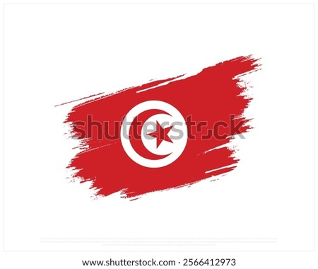 Brush flag of TUNISIA on a white background, Editable Vector illustration of TUNISIA flag, National Day design, Brush Flag of Tunisia flat design, National Day of Tunisia