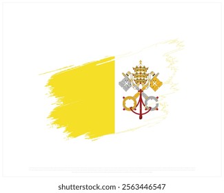 Brush flag of VATICAN CITY on a white background, Editable Vector illustration of VATICAN CITY flag, National Day design, vector design of Vatican City Brush Flag, National Day of Vatican City