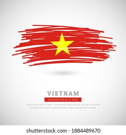 Brush flag of Vietnam country. Happy independence day of Vietnam with grungy flag background