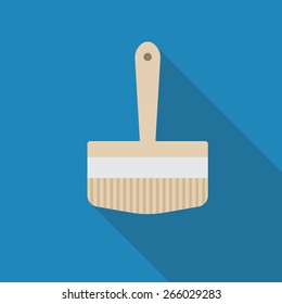 Brush flat icon with long shadow. Vector illustration EPS10
