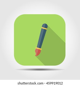 brush flat icon with long shadow, vector illustration