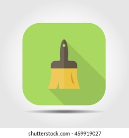 brush flat icon with long shadow, vector illustration