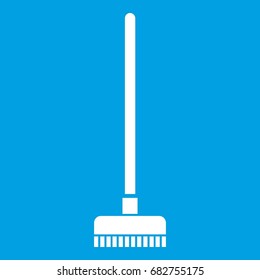 Brush for a floor icon white isolated on blue background vector illustration
