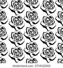 Brush flower of seamless pattern, like fabric print. Suit for package design, wallpaper, fashion print, Housing wallpaper, arty-crafty 