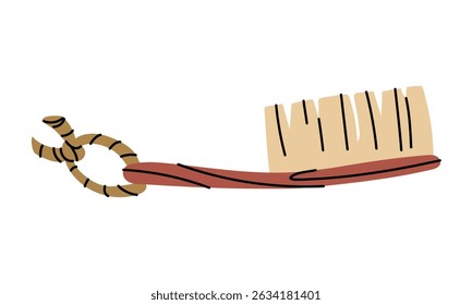 brush, fluffy flat brush with handle. Excavation tools. Manual power. Flat color illustration. working tools isolated. It is suitable for educational materials, subjects related to science, archeology