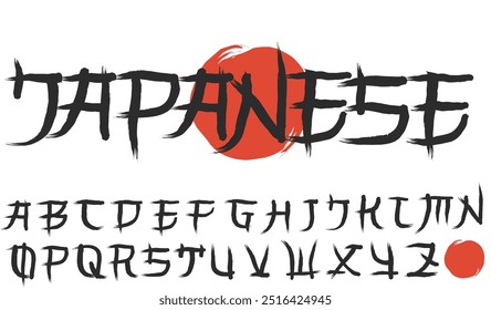 Ilustración vectorial de estilo de caligrafía japonesa o china. Tipografía de letras asiáticas Japón estilo pincel fuente.