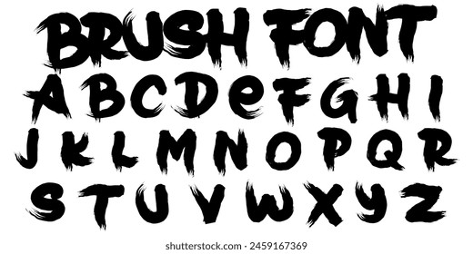 Brush font hand lettering calligraphy alphabet illustration vector