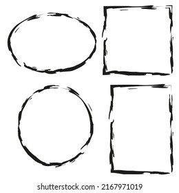 Brush frame on white background. Ink paint brush stain. Grain border. Edge frame. Vector illustration. stock image.