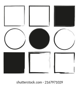 Brush frame on white background. Ink paint brush stain. Grain border. Edge frame. Vector illustration. stock image. 