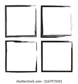 Brush frame on white background. Ink paint brush stain. Grain border. Edge frame. Vector illustration. stock image. 