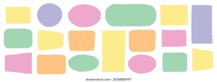 Brush frame rough rectangle box shape set. Text box frame rough grunge square, oval paint shape element. Vintage grunge boxes for collage, text, banner, sticker, poster design.