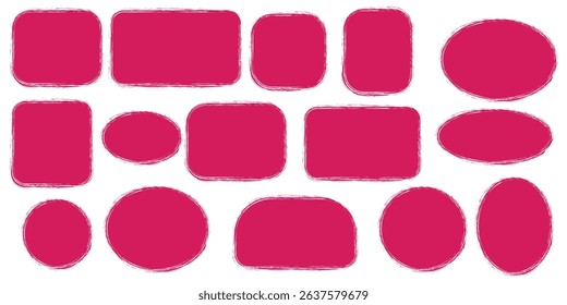 Brush frame rough rectangle box shape set. Text box frame rough grunge square, oval paint shape element. Text box frame rough grunge square, oval paint shape. Hand drawn texture grunge brush rectangle