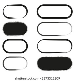 Brush frames rectangles ovals. Hand drawn scribble doodle circle set.