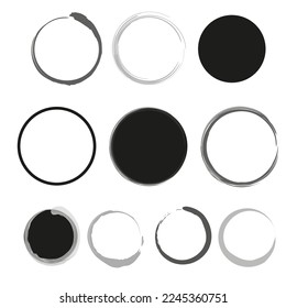 Brush frames in watercolor style. Grunge paper texture. Ink paint brush stain. Vector illustration.