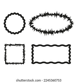 Brush frames in watercolor style. Grunge paper texture. Ink paint brush stain. Vector illustration.