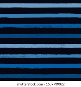 Brush freehand stripes seamless pattern. Thin rough edge ink lines print. Repeated horizontal strokes wallpaper. Simple classic geometric motif. Trendy grunge design. Vector abstract modern background