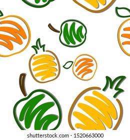 Brush fruits pattern in abstract style. Seamless floral wallpaper. Multi-colored fruit vector drawing. Modern floral background. Ornament illustration. Bright summer illustration