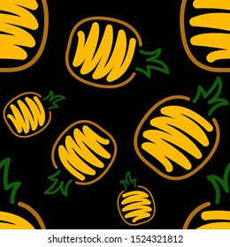 Brush fruits pattern in abstract style. Seamless floral wallpaper. Multi-colored fruit vector drawing. Modern floral background. Ornament illustration. Bright summer illustration