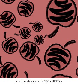 Brush fruits pattern in abstract style. Seamless floral wallpaper. Multi-colored fruit vector drawing. Modern floral background. Ornament illustration. Bright summer illustration