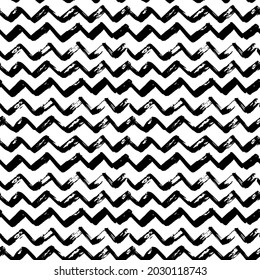 Brush geometric strokes seamless pattern. Abstract hand drawn lines, grunge texture drawing. Black paint dry brush strokes on white background. Geometric wrapping paper, wallpaper scandinavian vector 