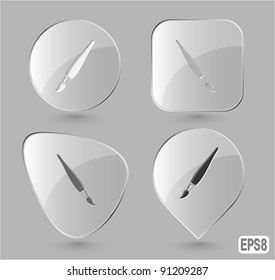 Brush. Glass buttons. Vector illustration.