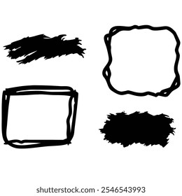 Brush graphic element vector collection with crumpled texture background