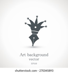 Brush gray with a stylized crown isolated on a white background. Scribe. 