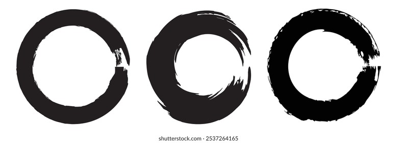  Brush grunge circles set.  Grunge round shapes  black paint.  Brush grunge stroke vector illustration eps 10.
