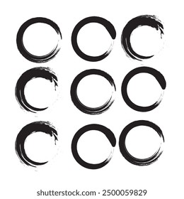 Brush and grunge circles set vector eps 10