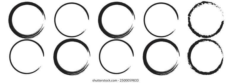 Brush and grunge circles set vector eps 10