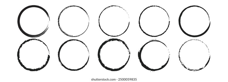 Brush and grunge circles set vector eps 10