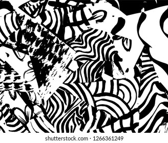 Brush grunge pattern. White and black vector.