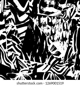 Brush grunge pattern. White and black vector.