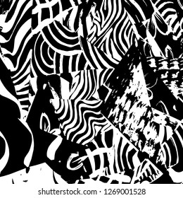 Brush grunge pattern. White and black vector.
