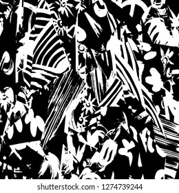 Brush grunge pattern. White and black vector.