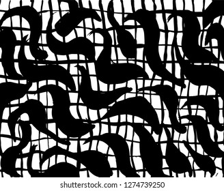 Brush grunge pattern. White and black vector.