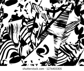 Brush grunge pattern. White and black vector.