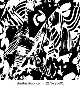 Brush grunge pattern. White and black vector.