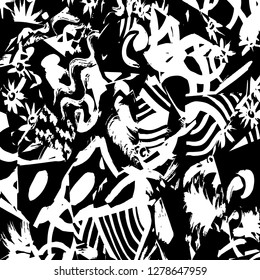 Brush grunge pattern. White and black vector.
