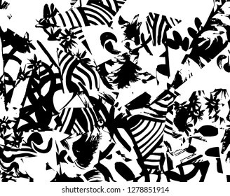 Brush grunge pattern. White and black vector.