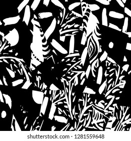 Brush grunge pattern. White and black vector.