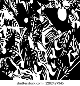 Brush grunge pattern. White and black vector.
