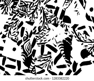 Brush grunge pattern. White and black vector.