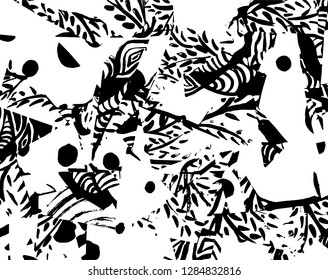 Brush grunge pattern. White and black vector.