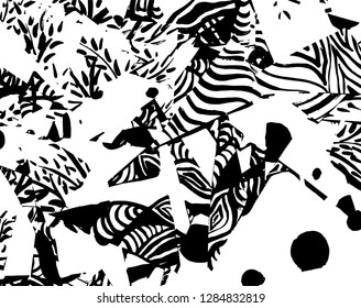 Brush grunge pattern. White and black vector.