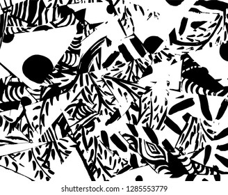 Brush grunge pattern. White and black vector.