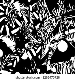 Brush grunge pattern. White and black vector.