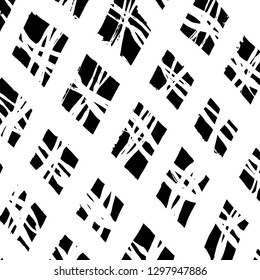 Brush grunge pattern. White and black vector.
